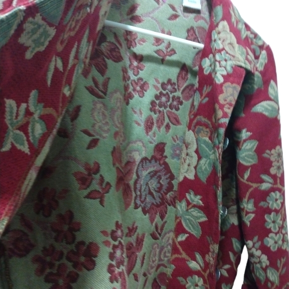 Vintage (1985) Blair Red & Green Tapestry Button Up Jacket Size S - Picture 7 of 10
